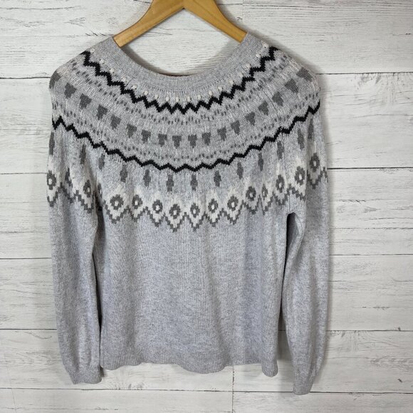 H&M Sweater Womens Light Size XS Gray Alpaca Wool Fair Isle Comfy Cozy Fall Wear - Picture 11 of 13